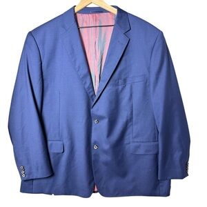Renoir Mens Blue Two Button 100% Wool Soft Blazer Sport Coat Suit Jacket R50/44